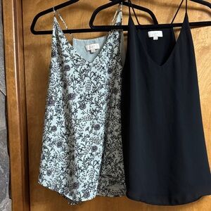 LOFT Black and Floral Camisole Duo